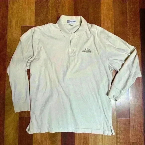 VINTAGE | Men’s cream long sleeve polo branded Lindemans size XL - Picture 4 of 5